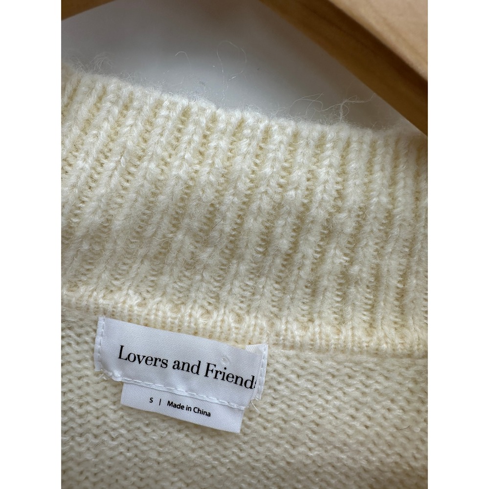 Lovers‎ and Friends Cream Wool Blend Quarter Zip Sweater Dress Womens Small Mock - Picture 6 of 7